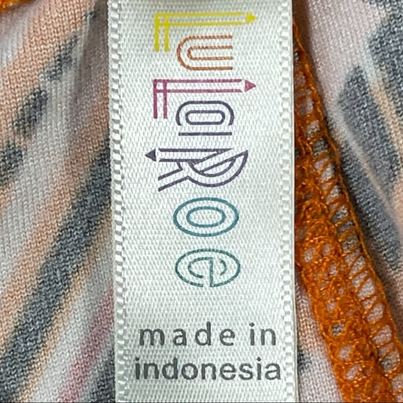 Lularoe Tall & Curvy orange, black, white, red diamond design leggings, like new - Picture 9 of 9